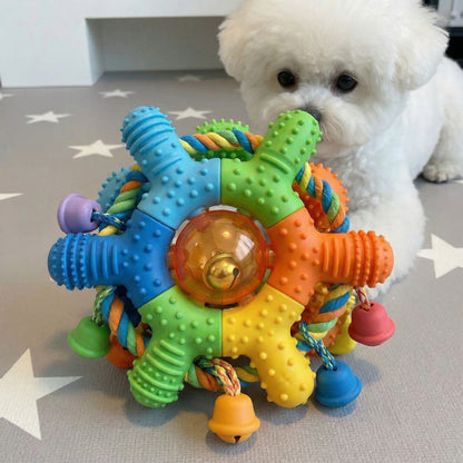 🐾 PupyToy® Multi-Texture Rope Knot Bell Ball – Interactive Chew & Tug Toy for Puppies